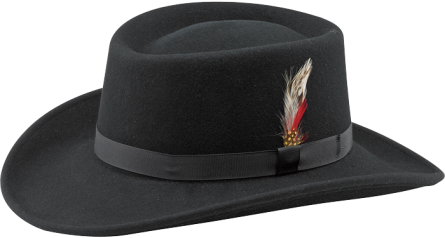 LiteFelt Gambler Wool Hat, Colour: Black, Size: Medium