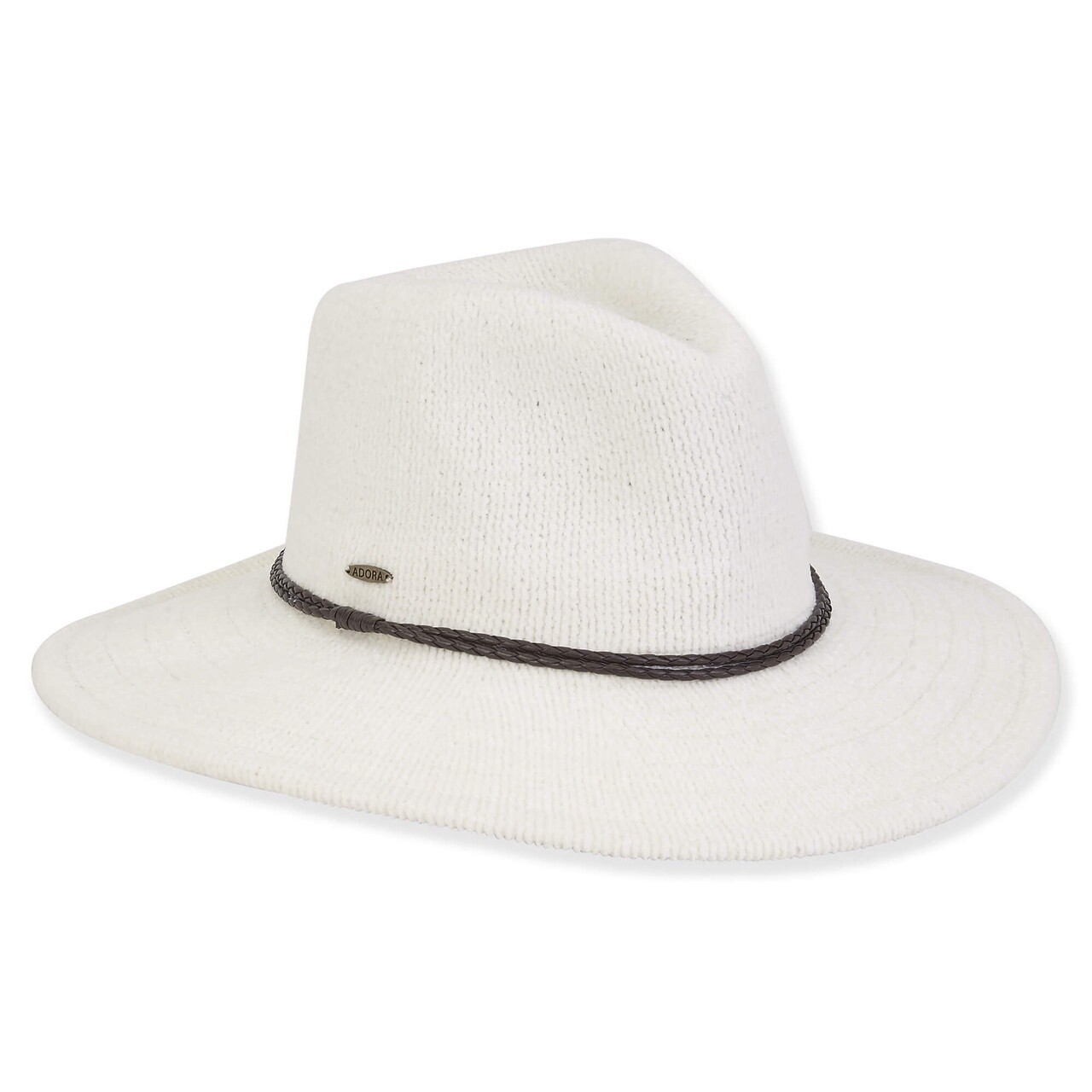 AD1482 Women&#39;s Fashion Fabrics Braided Faux Leather Trim Safari, Size: O/S, Colour: Ivory