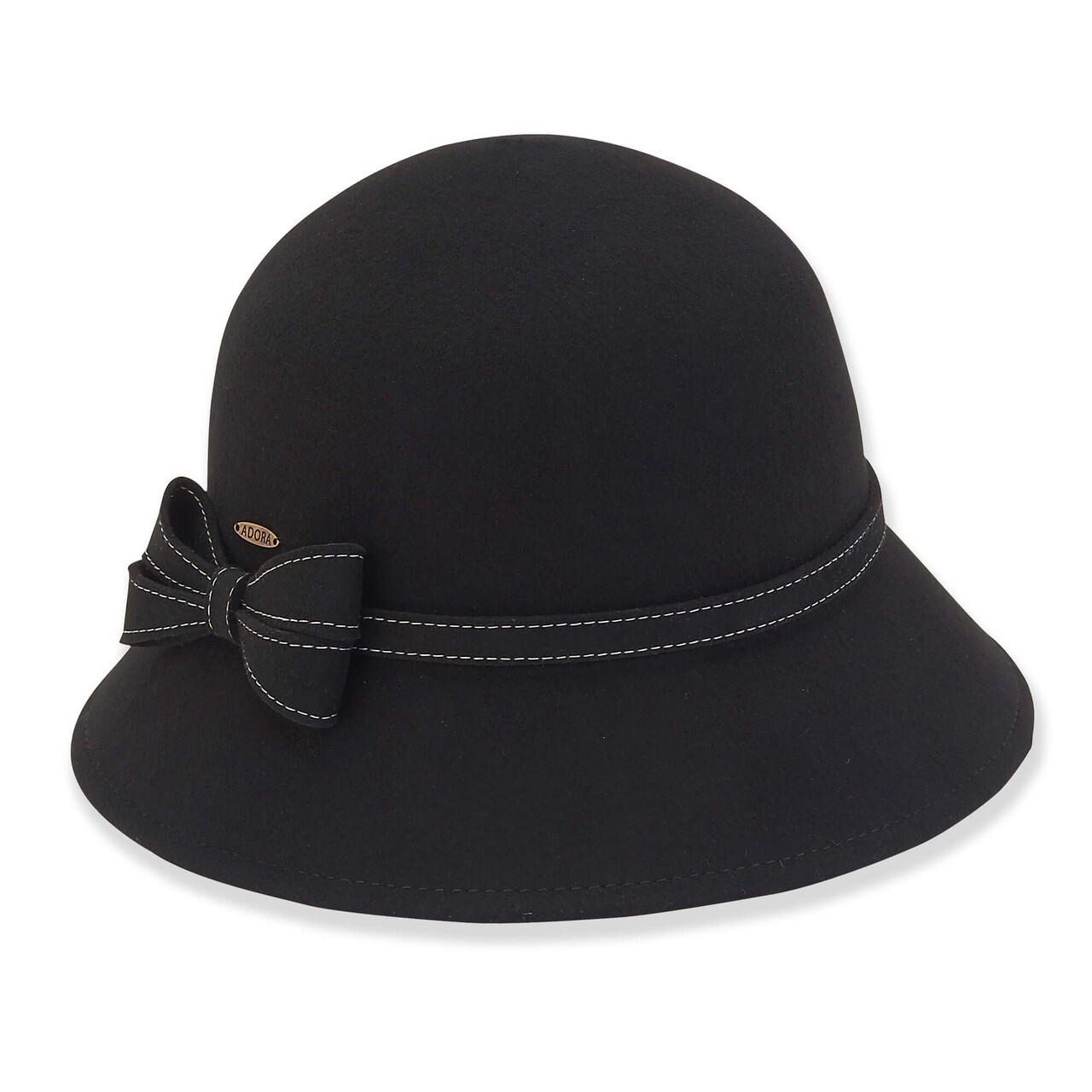 AD1279 Wool Felt Cloche, Size: O/S, Colour: Black