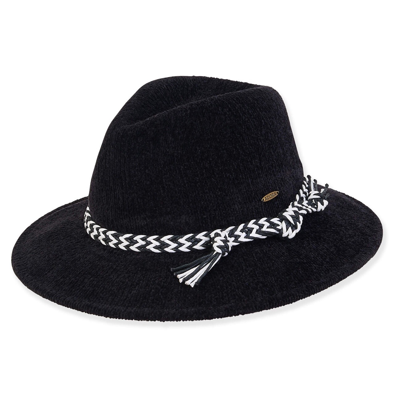 AD1484 Women&#39;s Fashion Fabrics Two Toned Wax Cord Trim Safari, Size: O/S, Colour: Black