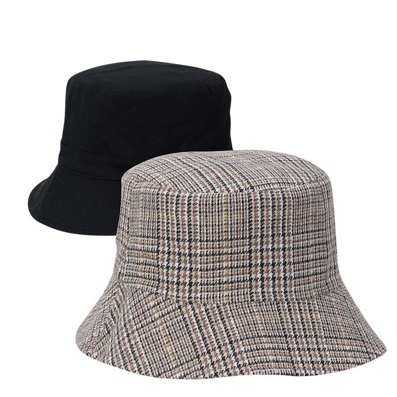 Kincade Reversible Cotton Bucket Hat, Size: O/S, Colour: Black w/ Plaid