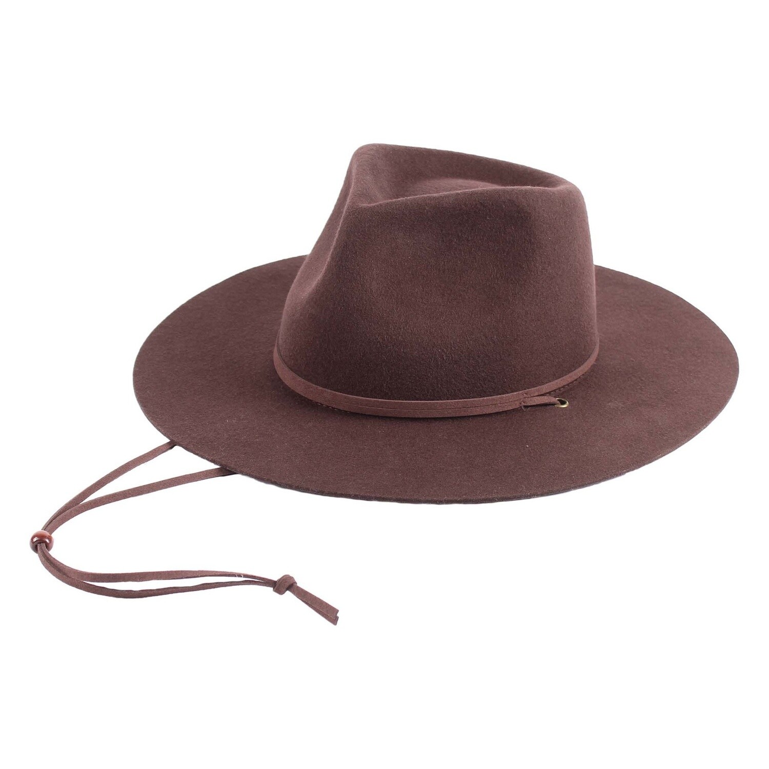 Rigid Felt Rancher Hat w/ Chin Cord, Size: O/S, Colour: Dark Brown