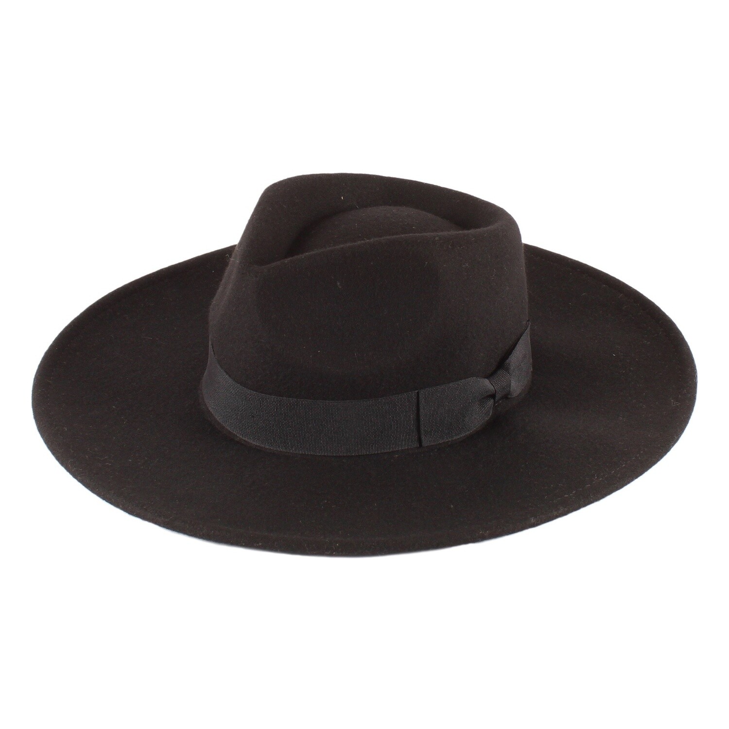 Flat Brim Wool Felt Fedora | 7912, Size: O/S, Colour: Black