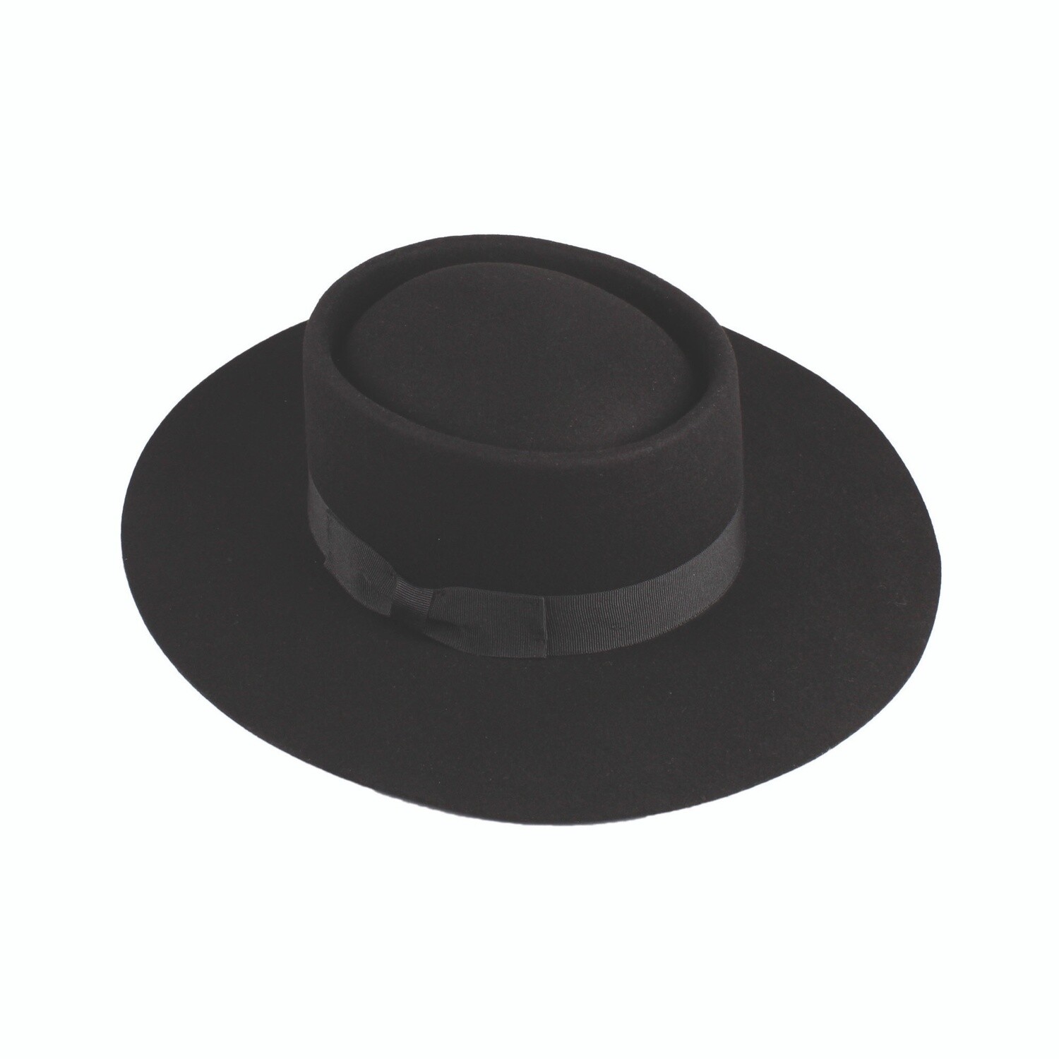 Wool Felt Flat Brim Gambler | 7404, Size: O/S, Colour: Black