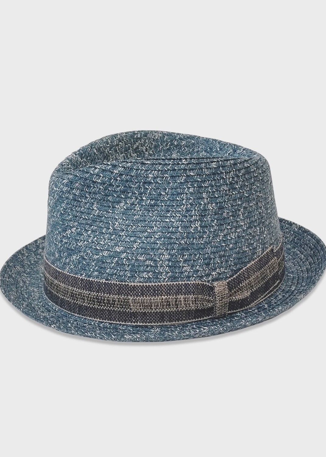 Soft Braided Narrow Brim Fedora, Size: Small, Colour: Blue Mix