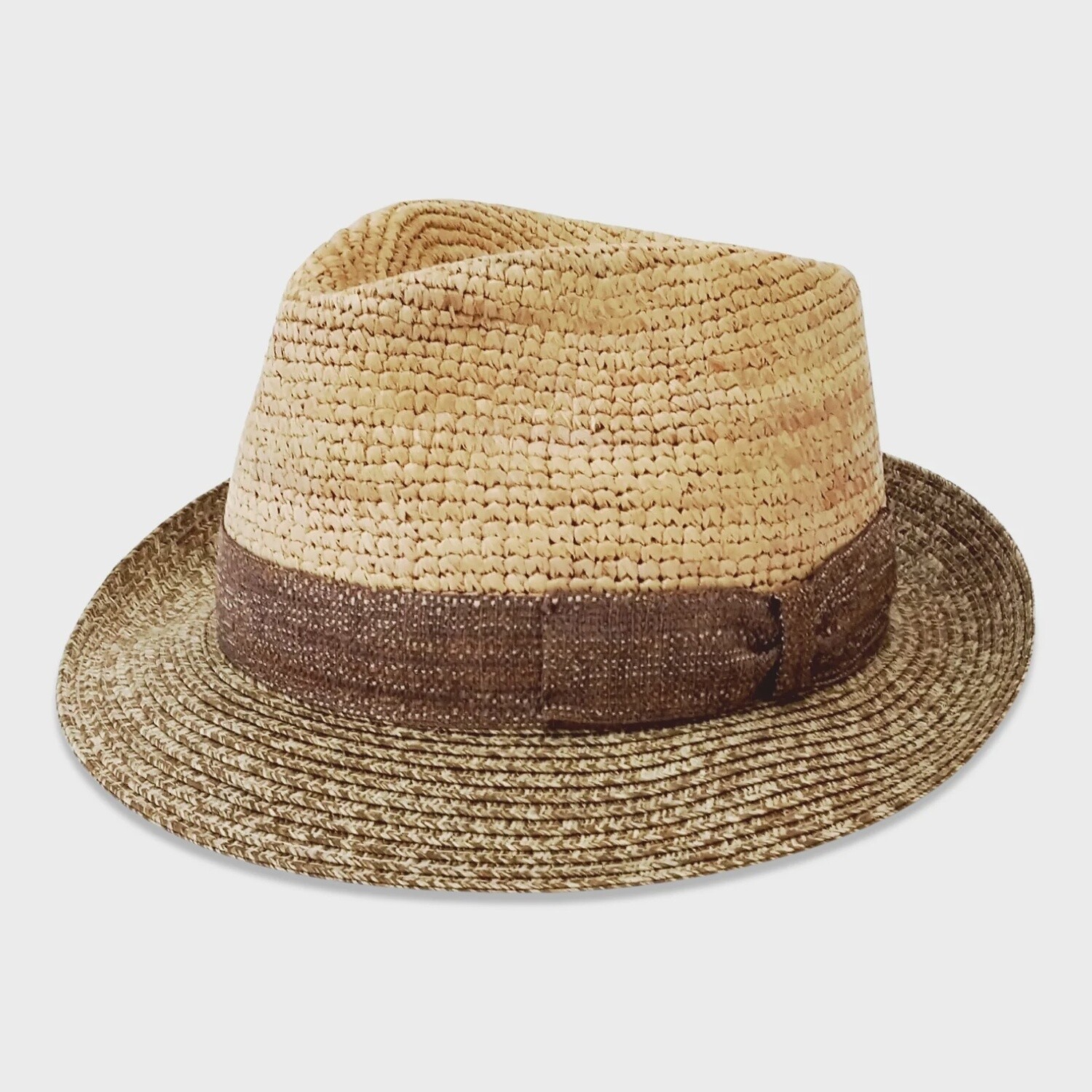 Raffia Teardrop Crown Fedora, Size: Small, Colour: Natural Brown