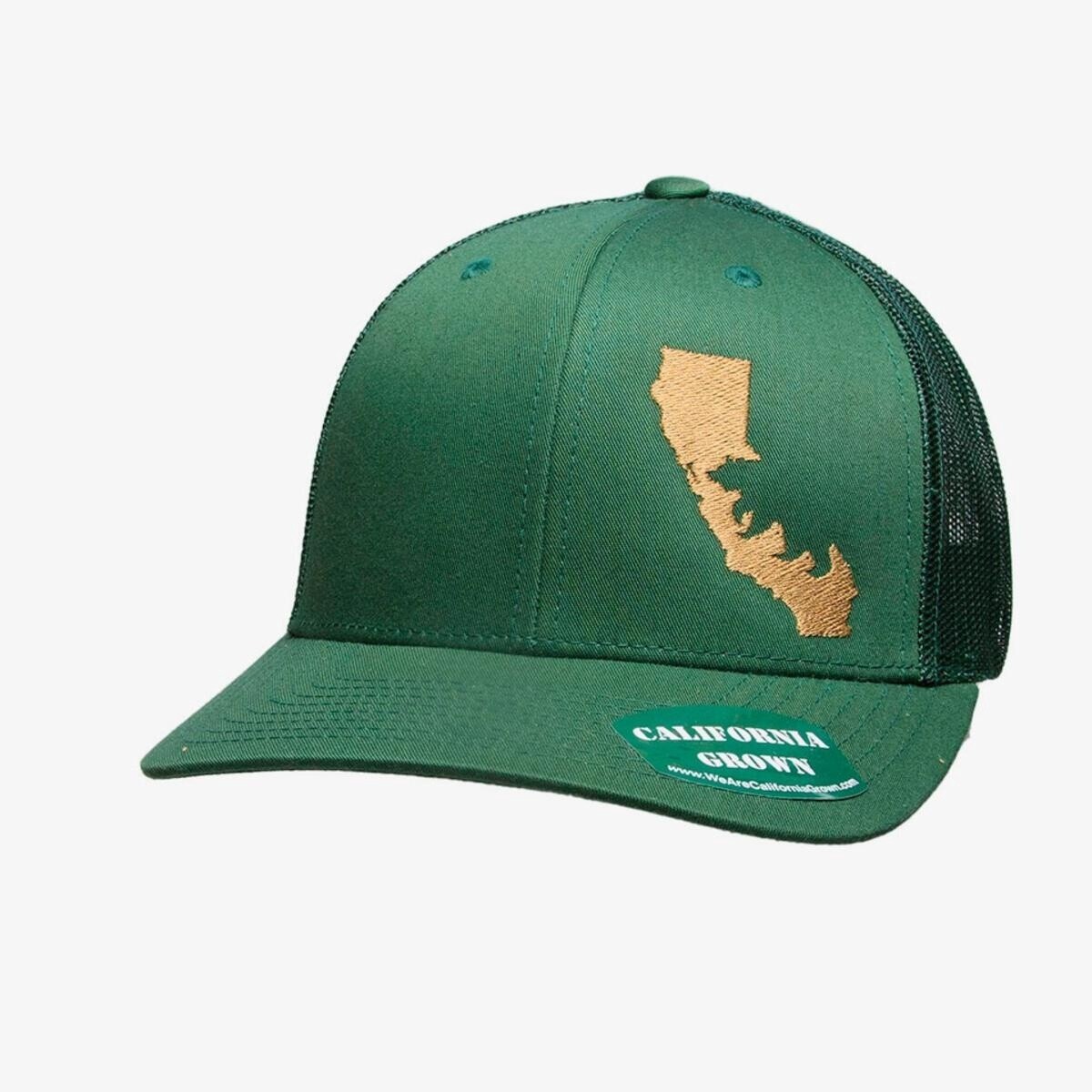 Silhouette Logo - Light Brown Thread on EverGreen with EverGreen Mesh - Curved Bill Trucker (6 Panel)