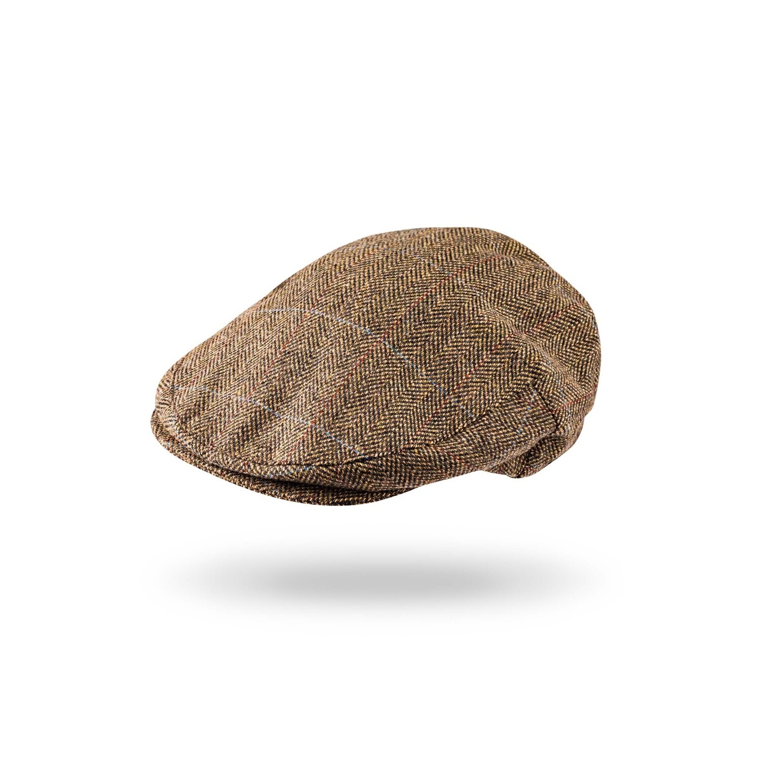 Irish Tweed Cap Beige Charcoal Overcheck, Size: Small