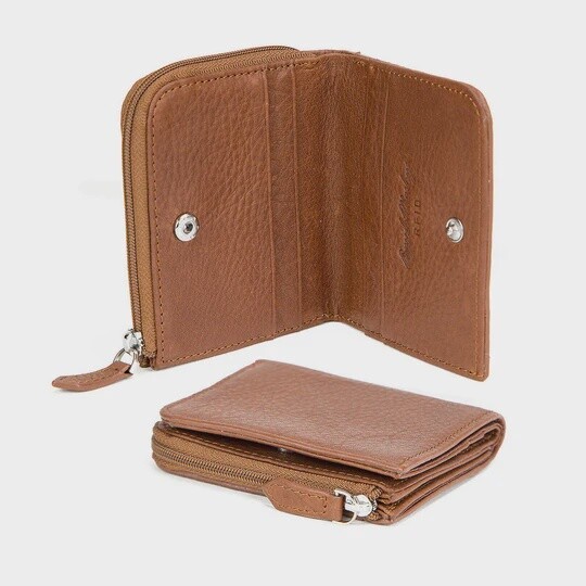 1214 | RFID Billfold w/ Zip Pocket, Colour: Brandy