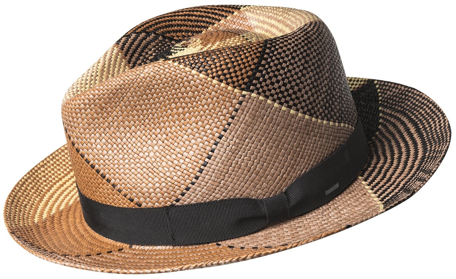 Giger Genuine Handwoven Panama Hat, Colour: Brown Plaid, Size: Small