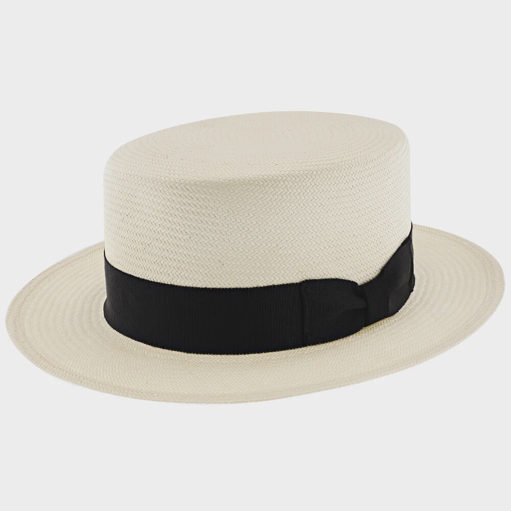 Keeneland Shantung Straw Boater Hat, Size: Small