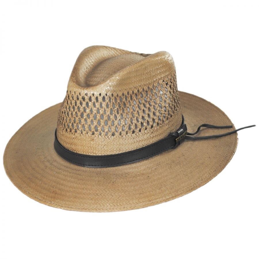 Peak View Shantung Straw Safari Fedora Hat, Size: Small