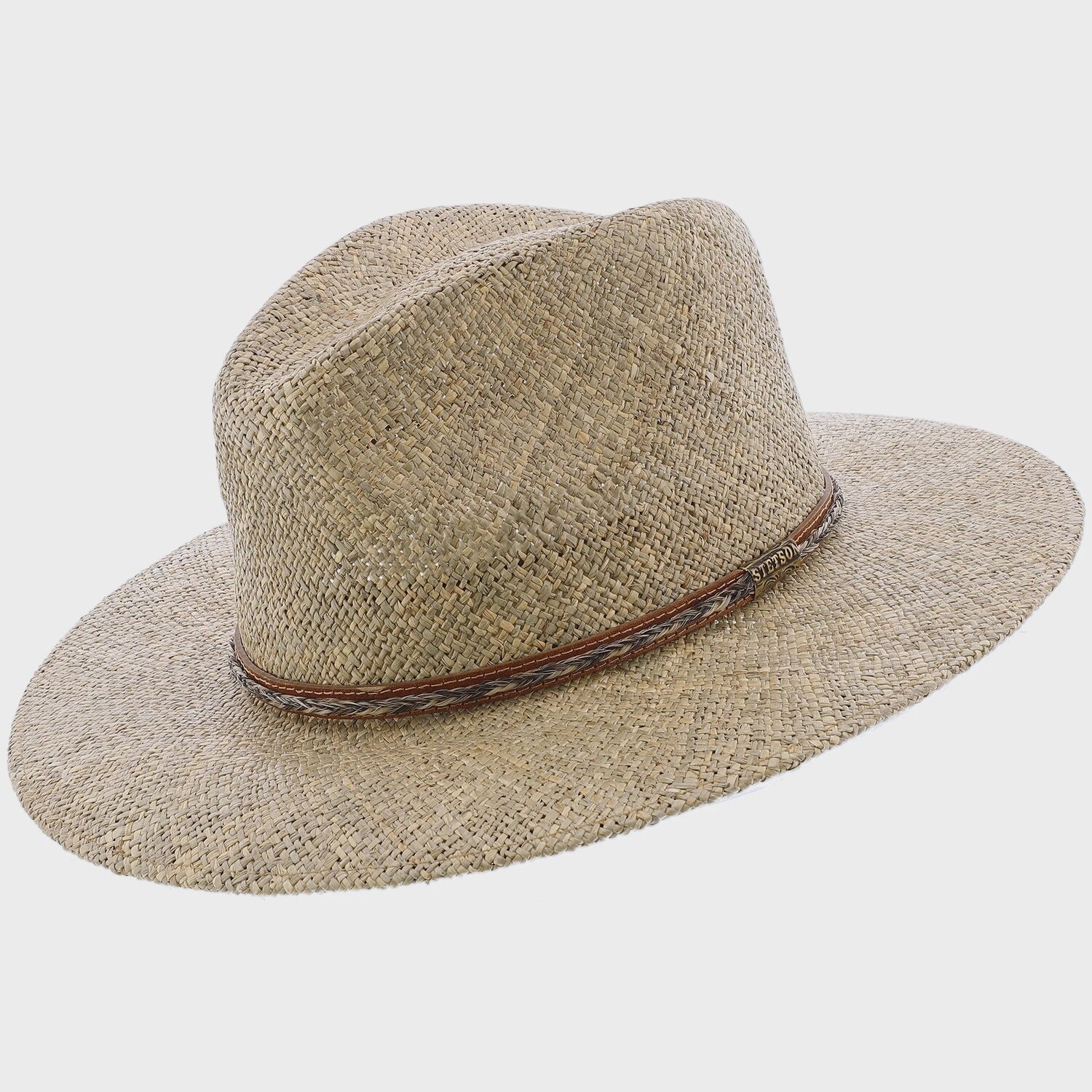 Dunraven Seagrass Straw Fedora Hat, Size: Small