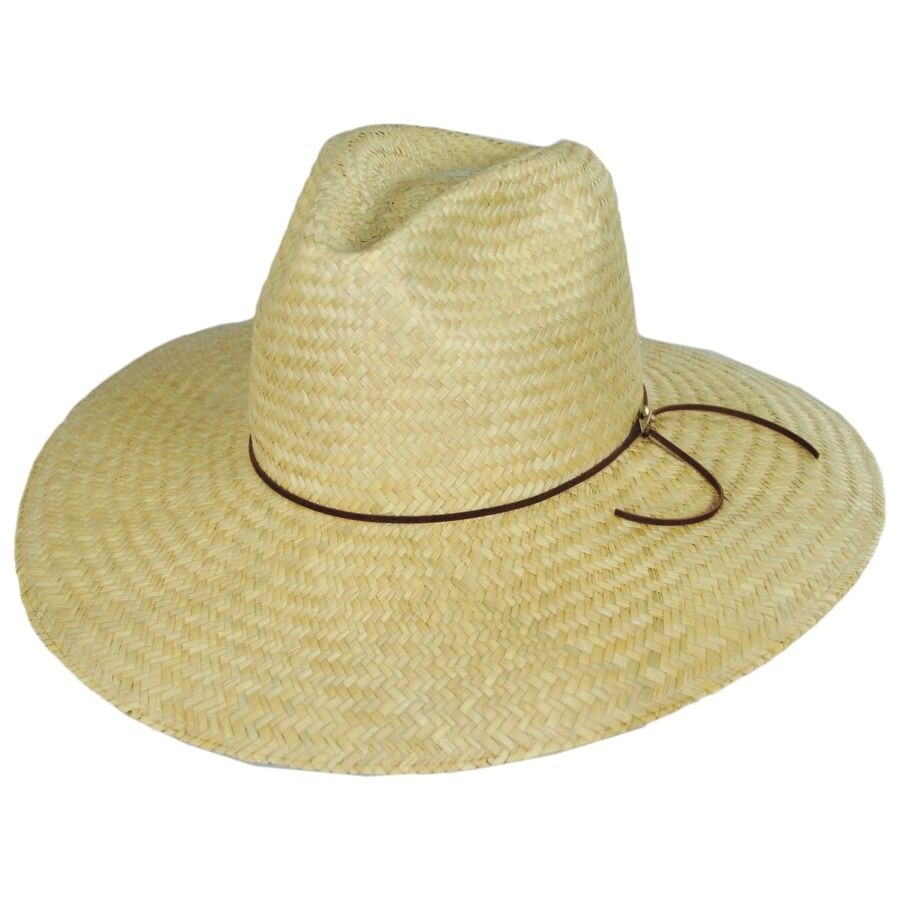 The Gatherer Wide Brim Palm Straw Fedora Hat, Size: S/M