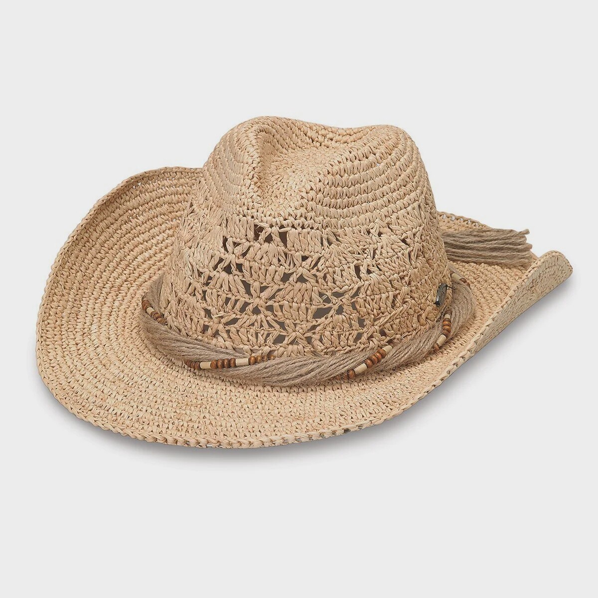 Tina Vented Raffia Cowboy Hat, Colour: Natural