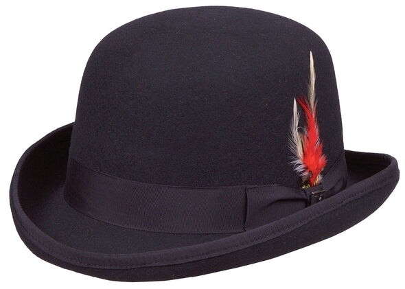 Wool Felt High Crown Derby/Bowler Hat, Colour: Black, Size: Medium