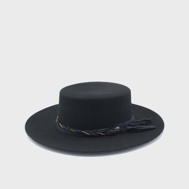Morning Star Bolero Wool Felt Hat, Size: Small 55, Colour: Black