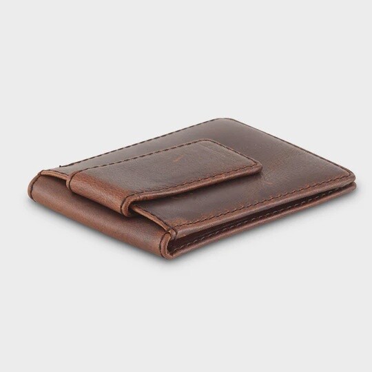 1310 | RFID Magnetic Money Clip Wallet, Colour: Distressed Brown
