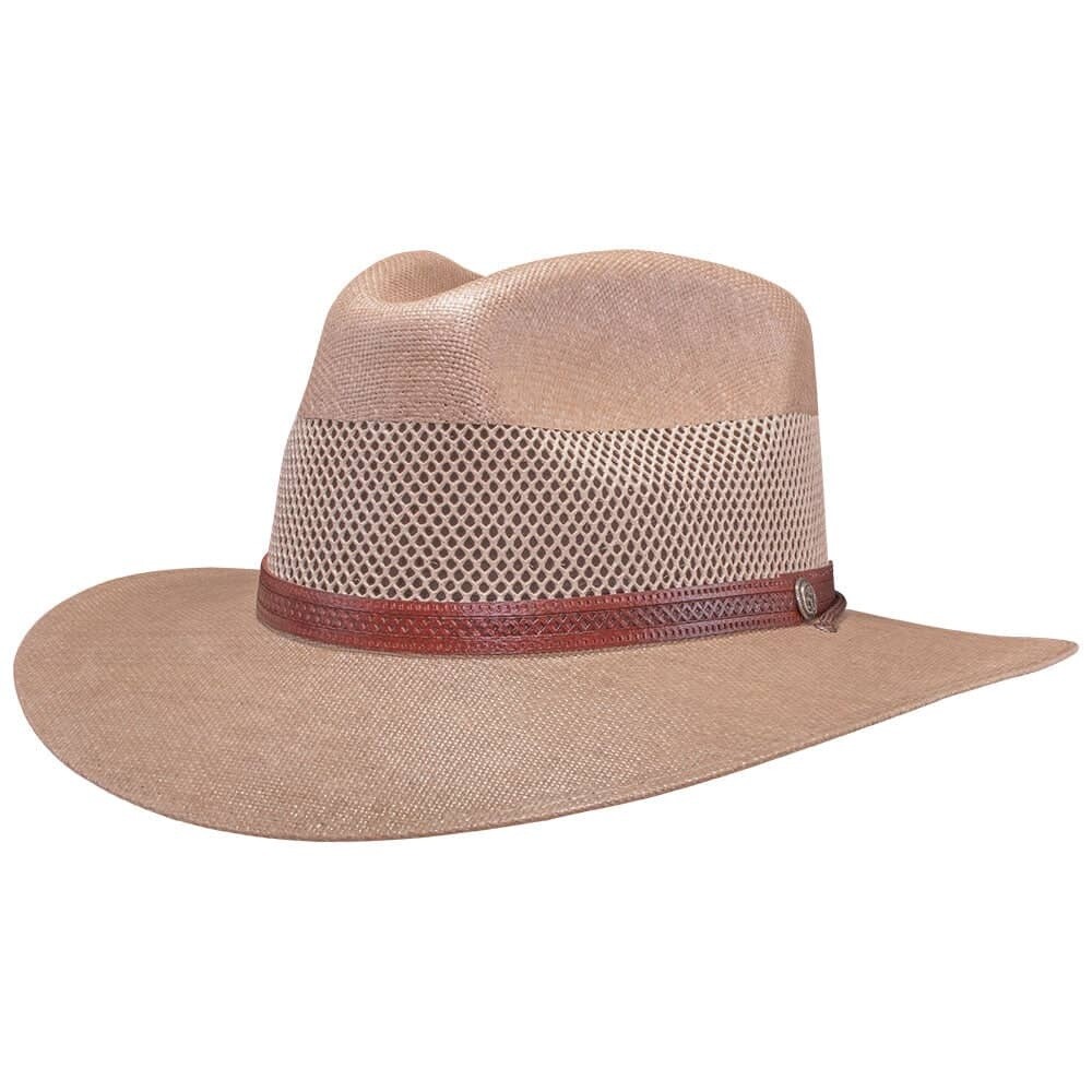 Florence Western Curled Vented Straw Sun Hat, Size: Small, Colour: Tan