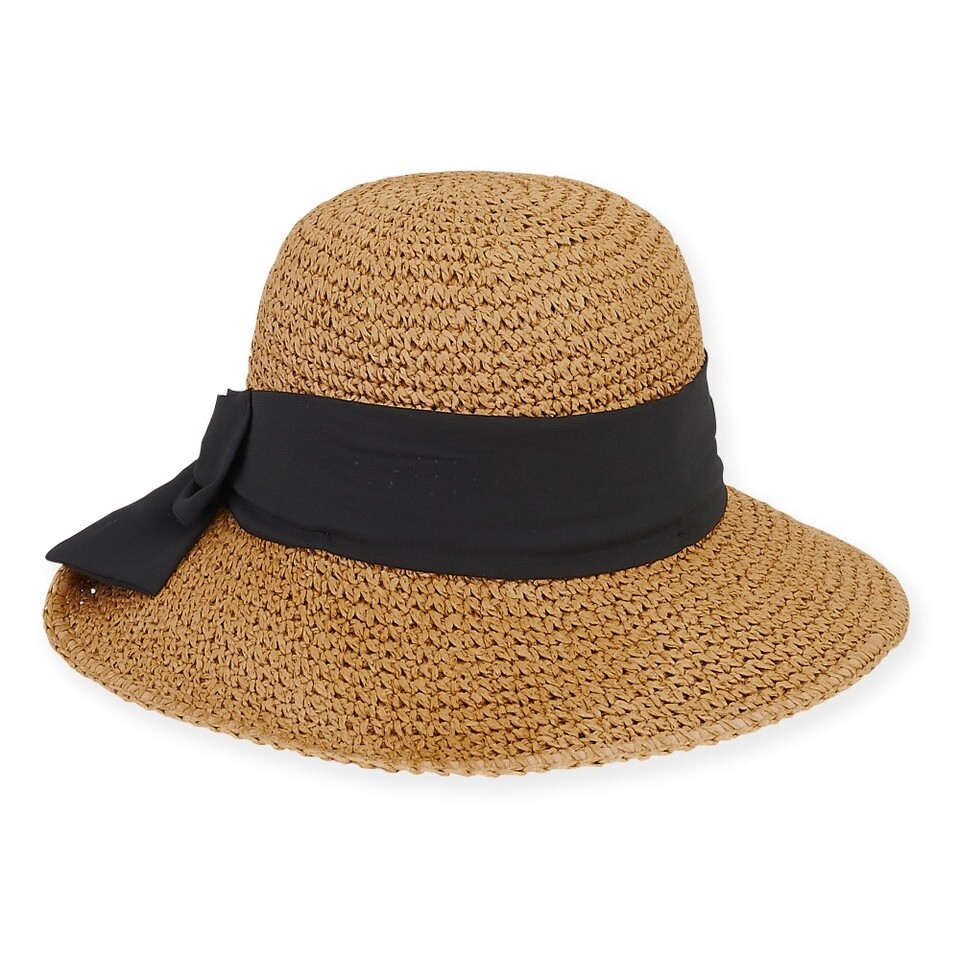 HH1918 | Paper Straw Hat W/Chiffon Scarf, Size: O/S, Colour: Tan B