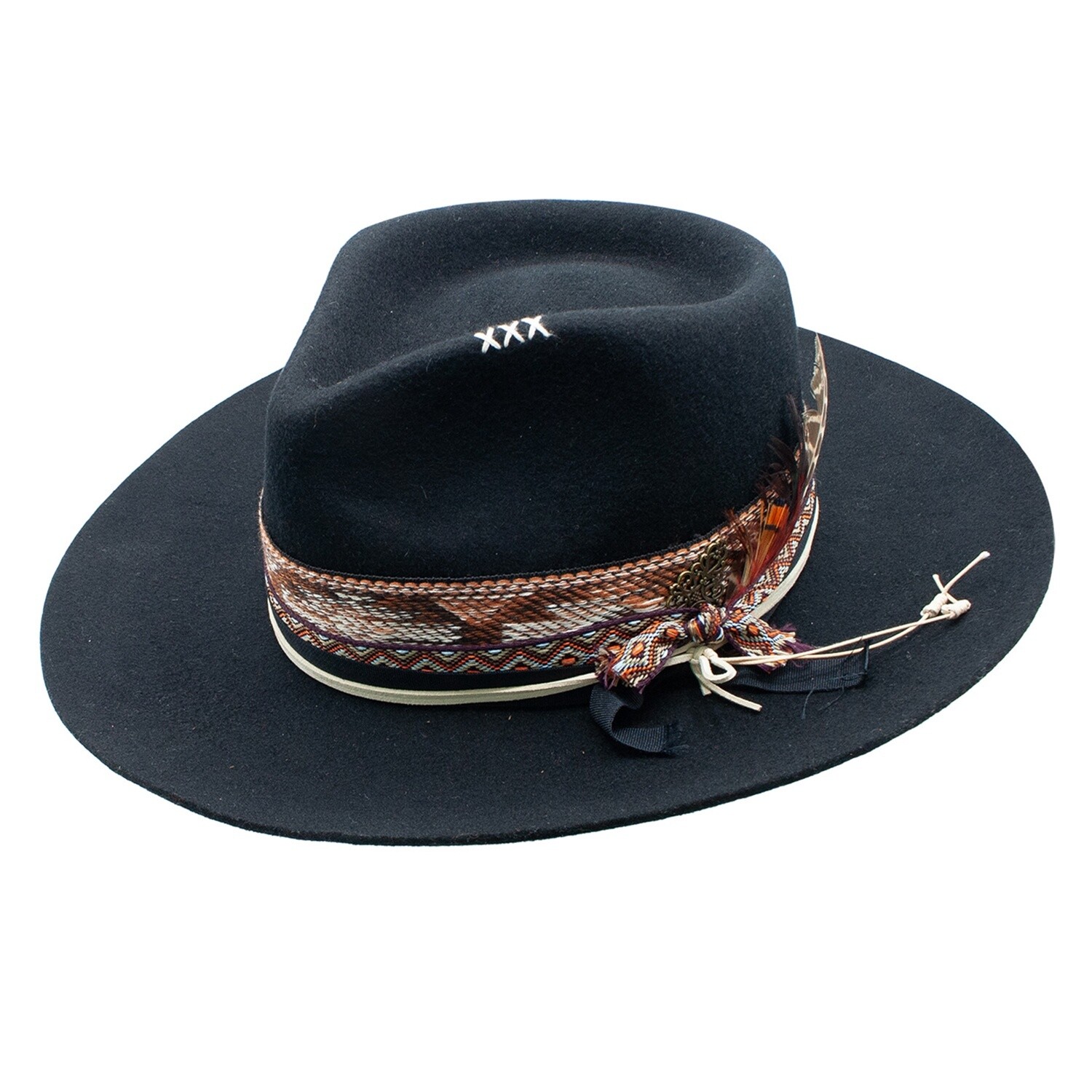 Destiny Wool Felt Flat Brim Hat, Size: One-Size Adjustable, Colour: Black