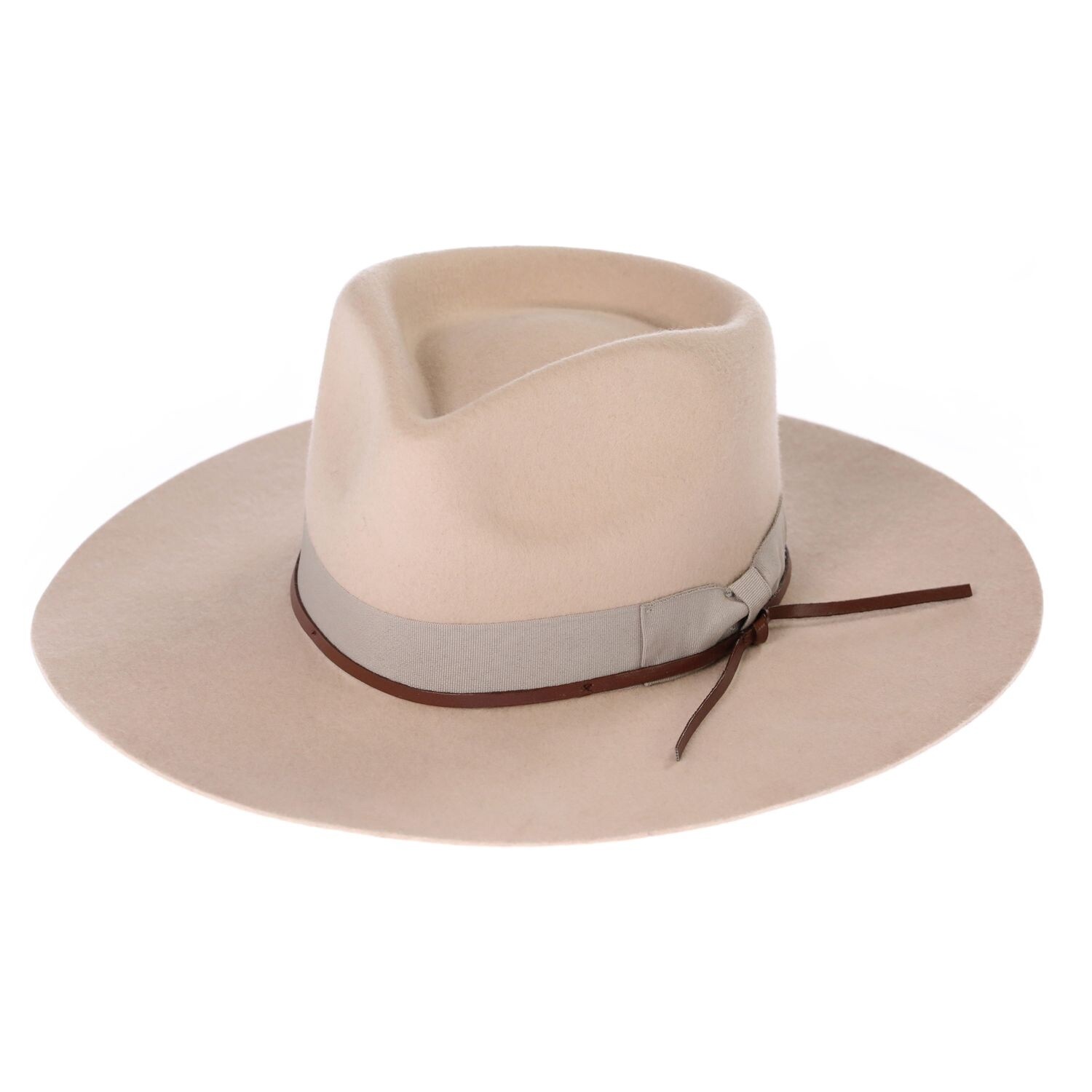 Byron Bay Flat Brim Wool Felt Hat, Size: Medium, Colour: Sand