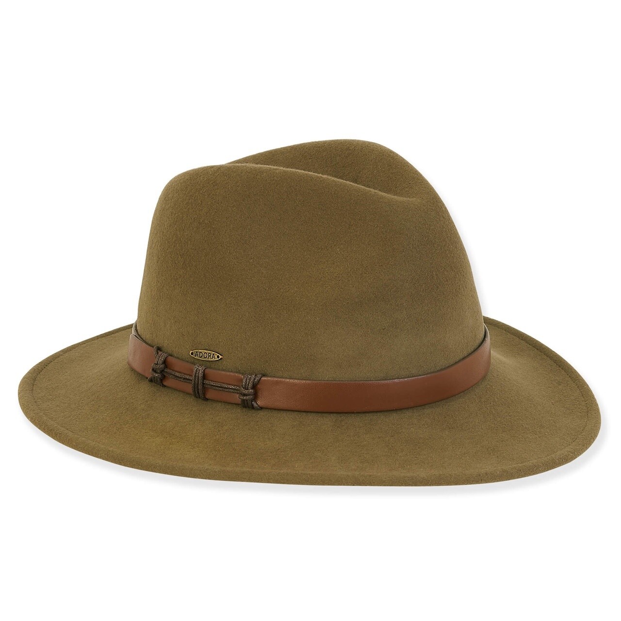AD1385 Women&#39;s Wool Felt Safari Faux Leather Wax Cord Trim, Size: O/S, Colour: B Green