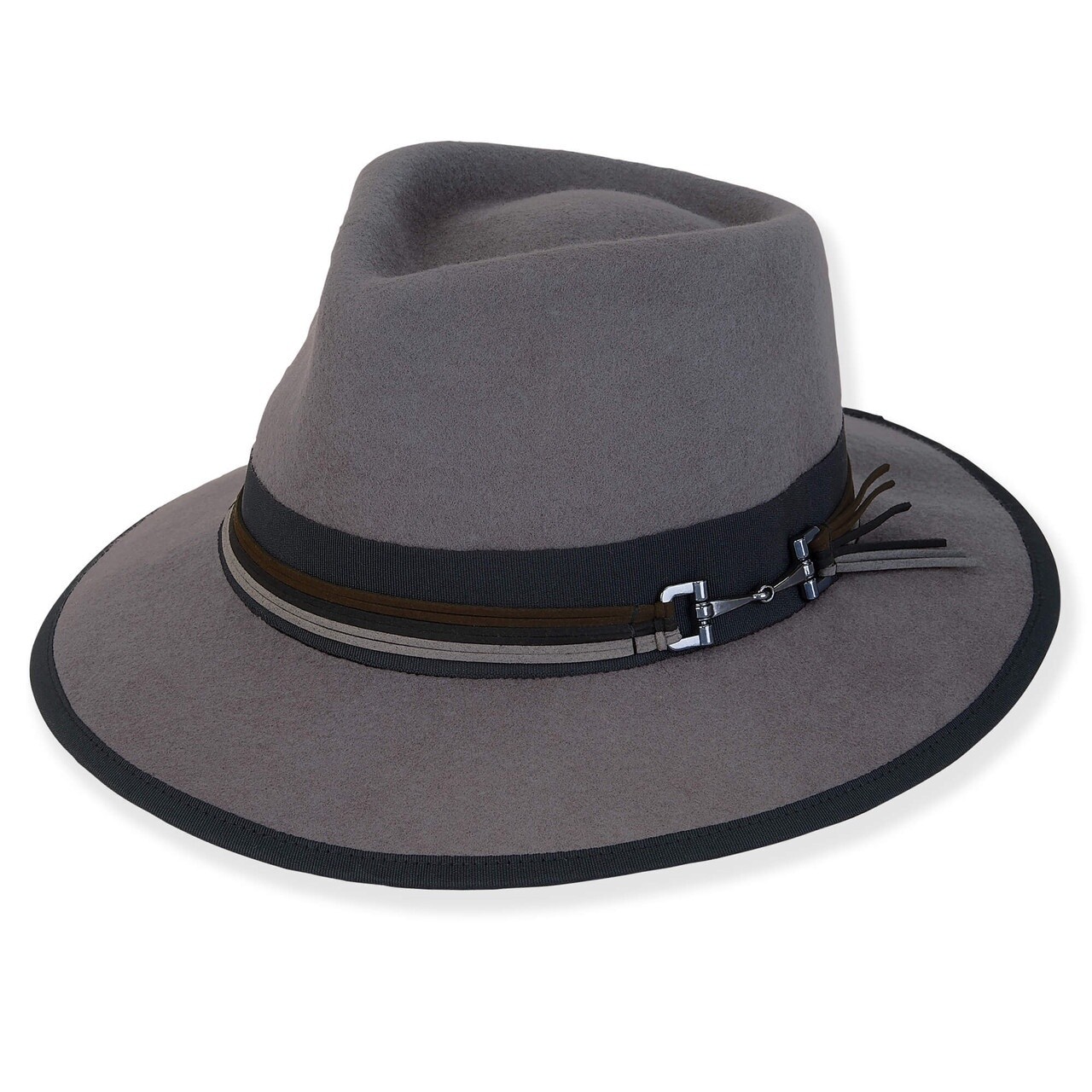 AD1604 Yule Women&#39;s Wool Felt Safari w/ Antique Buckle, Size: One-Size Adjustable, Colour: A Grey