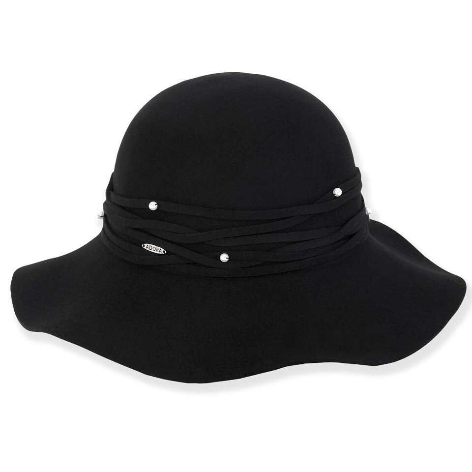 AD1588 Frost | Women&#39;s Wool Felt w/ Pearls, Size: OSFM Adjustable, Colour: A Black