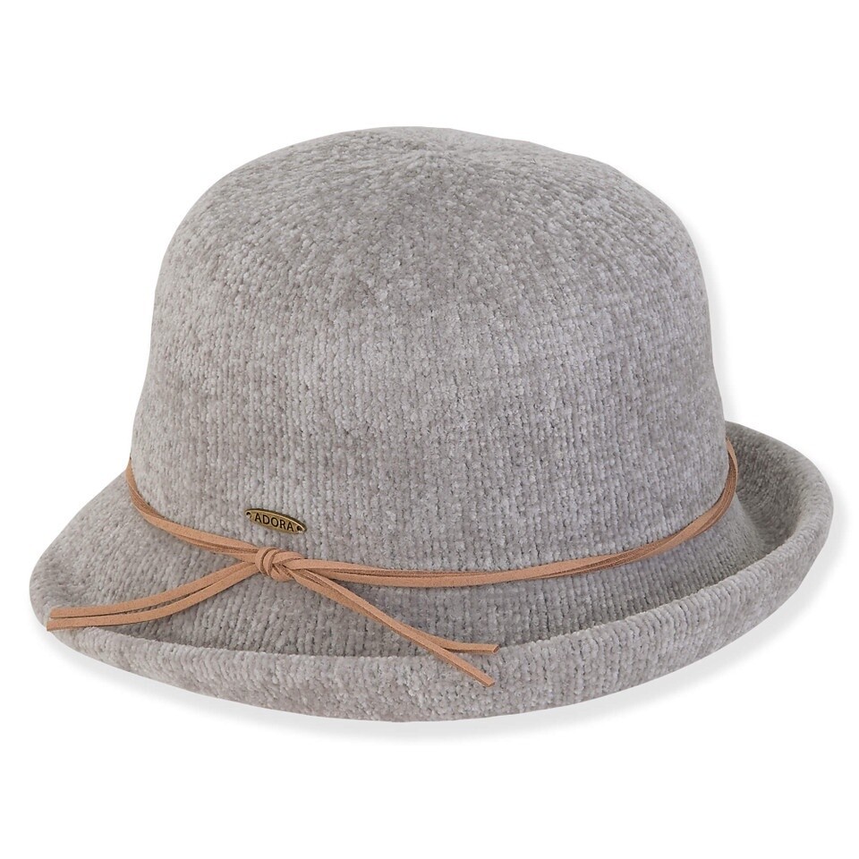 AD1610 Faux Suede Cloche, Size: OSFM Adjustable, Colour: B Grey