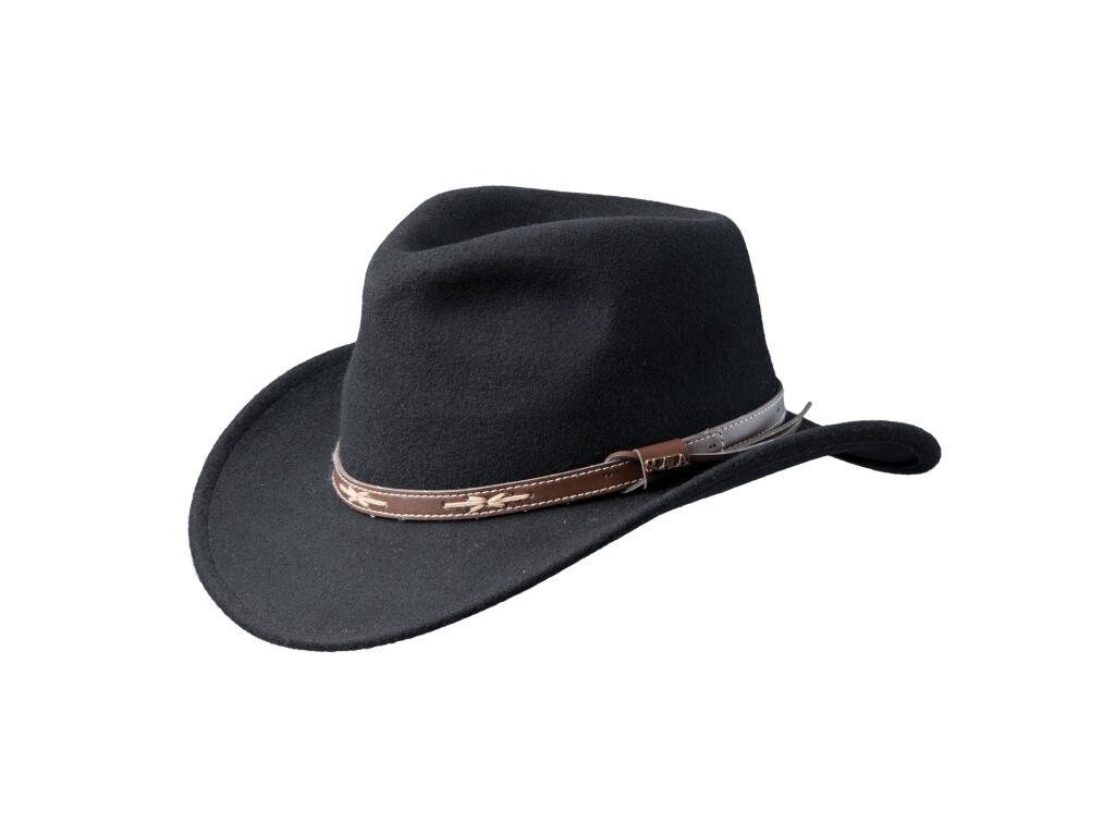 Phoenix Crushable Water Repellent Wool Felt Outback, Colour: Black, Size: Small