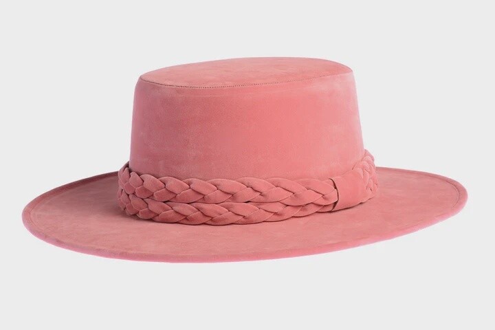 La Vie En Rose Pink Velour Hat, Size: Medium 58cm