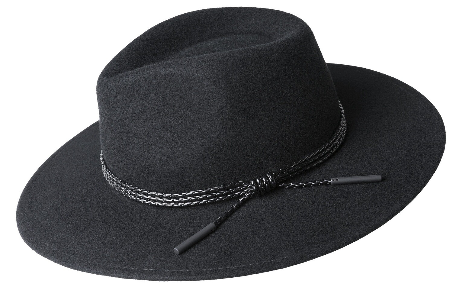 Piston Wide Brim Wool Felt Hat, Colour: Black, Size: Small