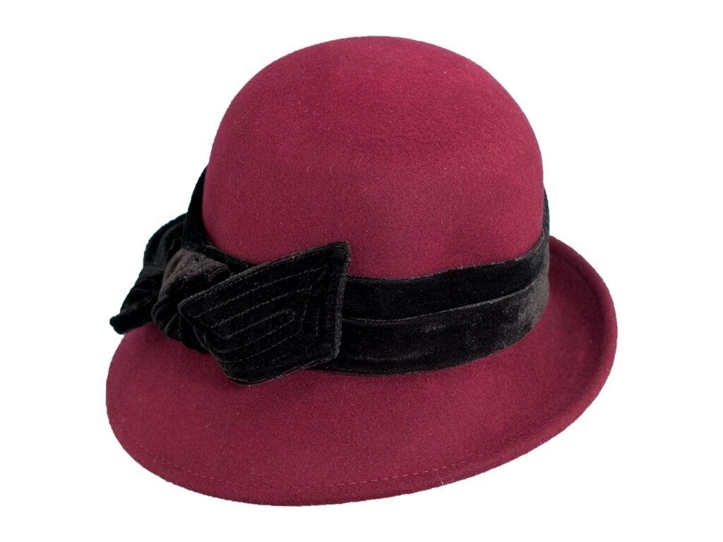 Madeline Wool Felt Cloche Hat, Colour: Burgundy, Size: O/S Adjustable
