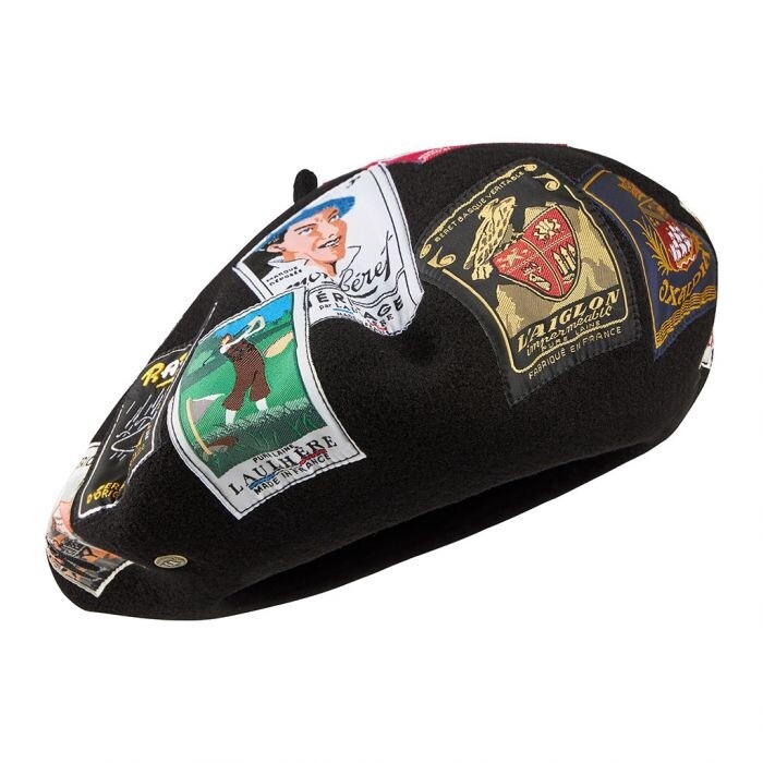 Oihana Beret Merino Wool w/ storage box, Size: Large 59 cm, Colour: Black/Noir
