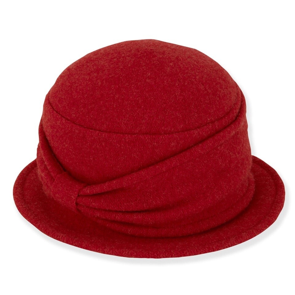 AD1628 | Aster | Women&#39;s Soft Wool Cloche Self Bow Trim, Size: O/S, Colour: Red