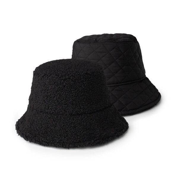 Britts Knits Apres-Ski Reversible Sherpa Bucket Hat, Size: O/S, Colour: Black