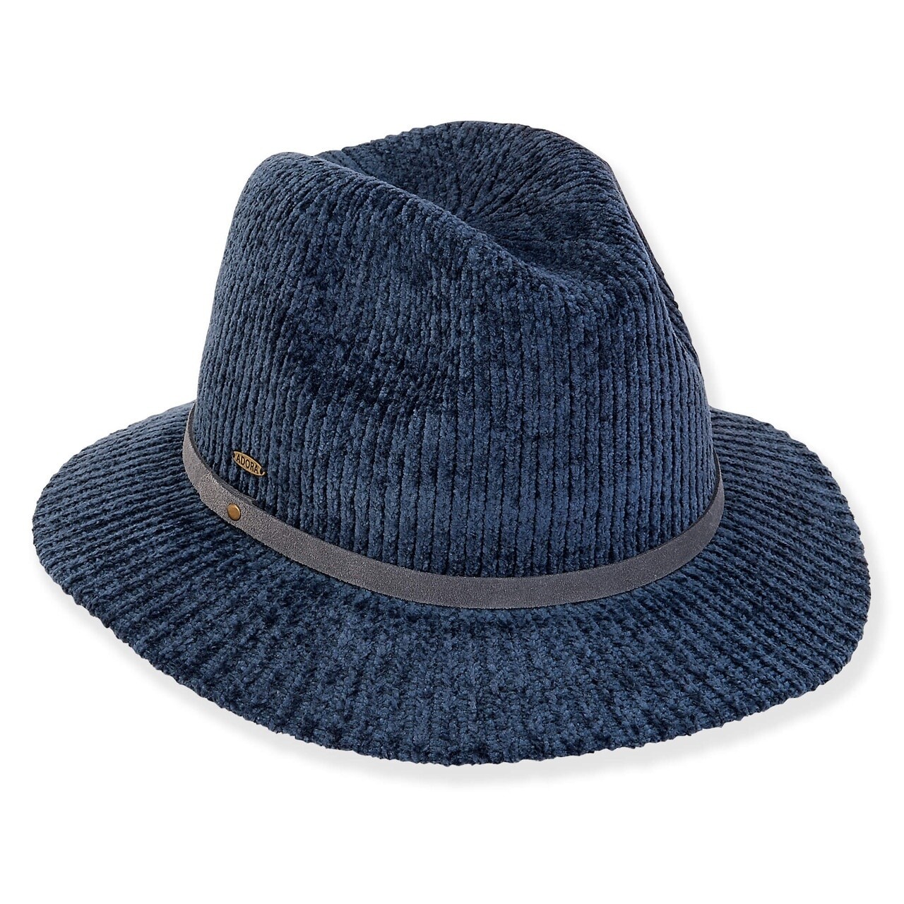 AD1607 | Leaf | Women&#39;s Poly Fabric Safari Faux Suede Trim, Size: O/S, Colour: C Navy