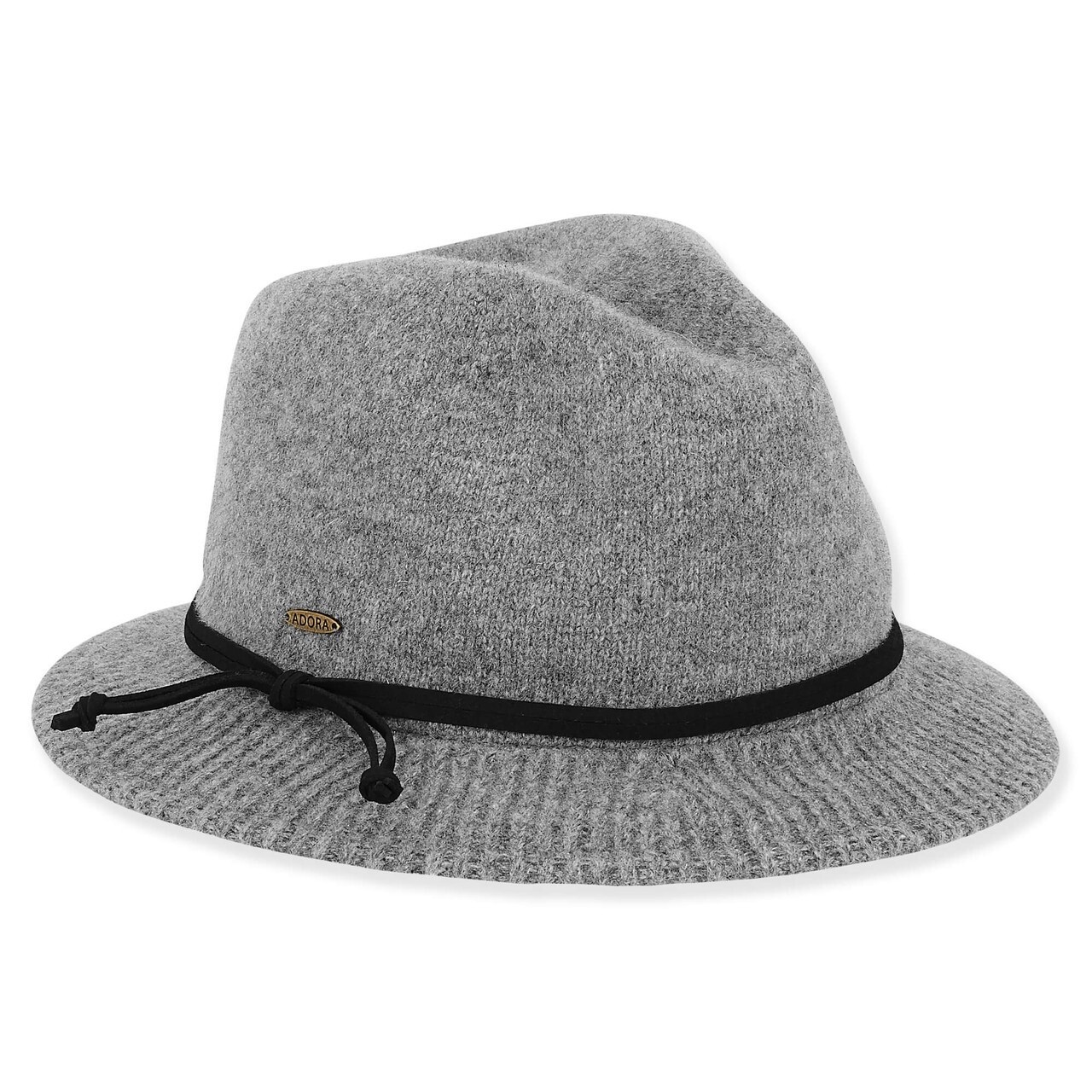AD1541 | Women&#39;s Soft Wool Fedora Faux Suede Trim, Size: O/S, Colour: B Grey