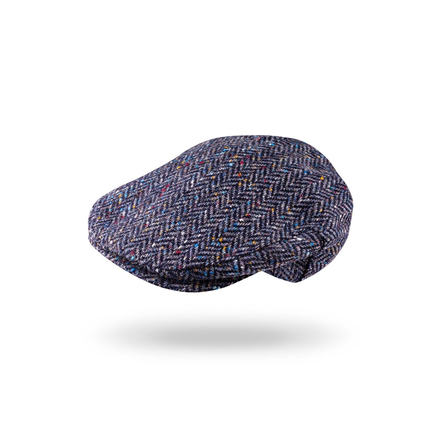 Irish Tweed Cap Denim Navy Herringbone Donegal, Size: Small
