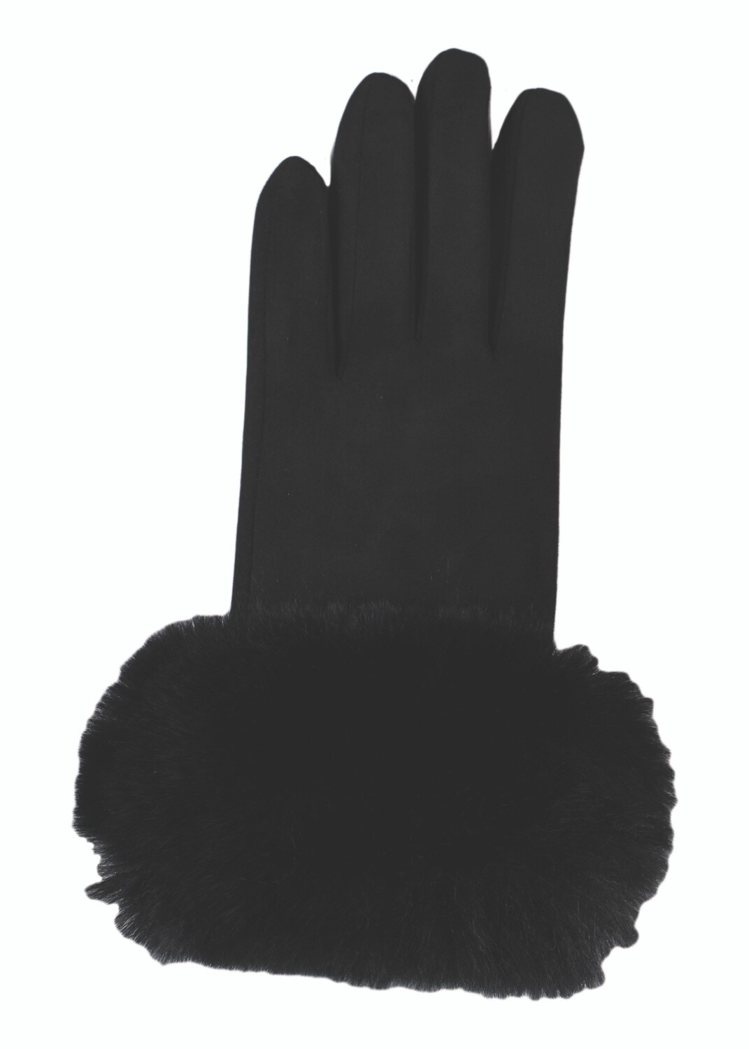 3855 | Women&#39;s Glove w/ Faux Fur Cuff, Size: O/S, Colour: Black