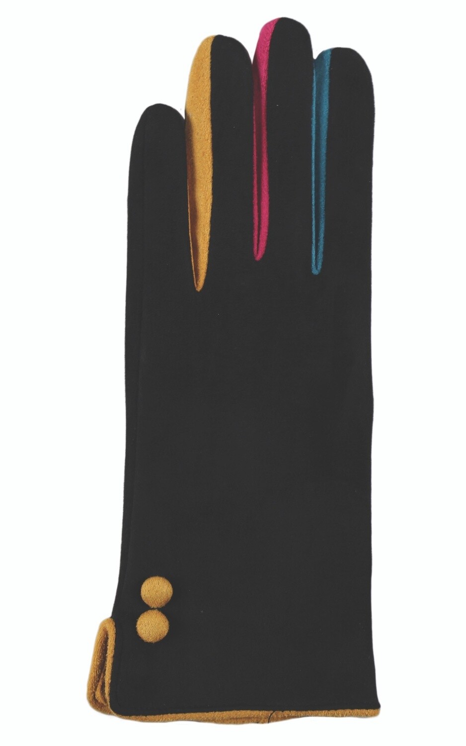 3856 | Women&#39;s Colored Fingers Glove, Size: O/S, Colour: Black