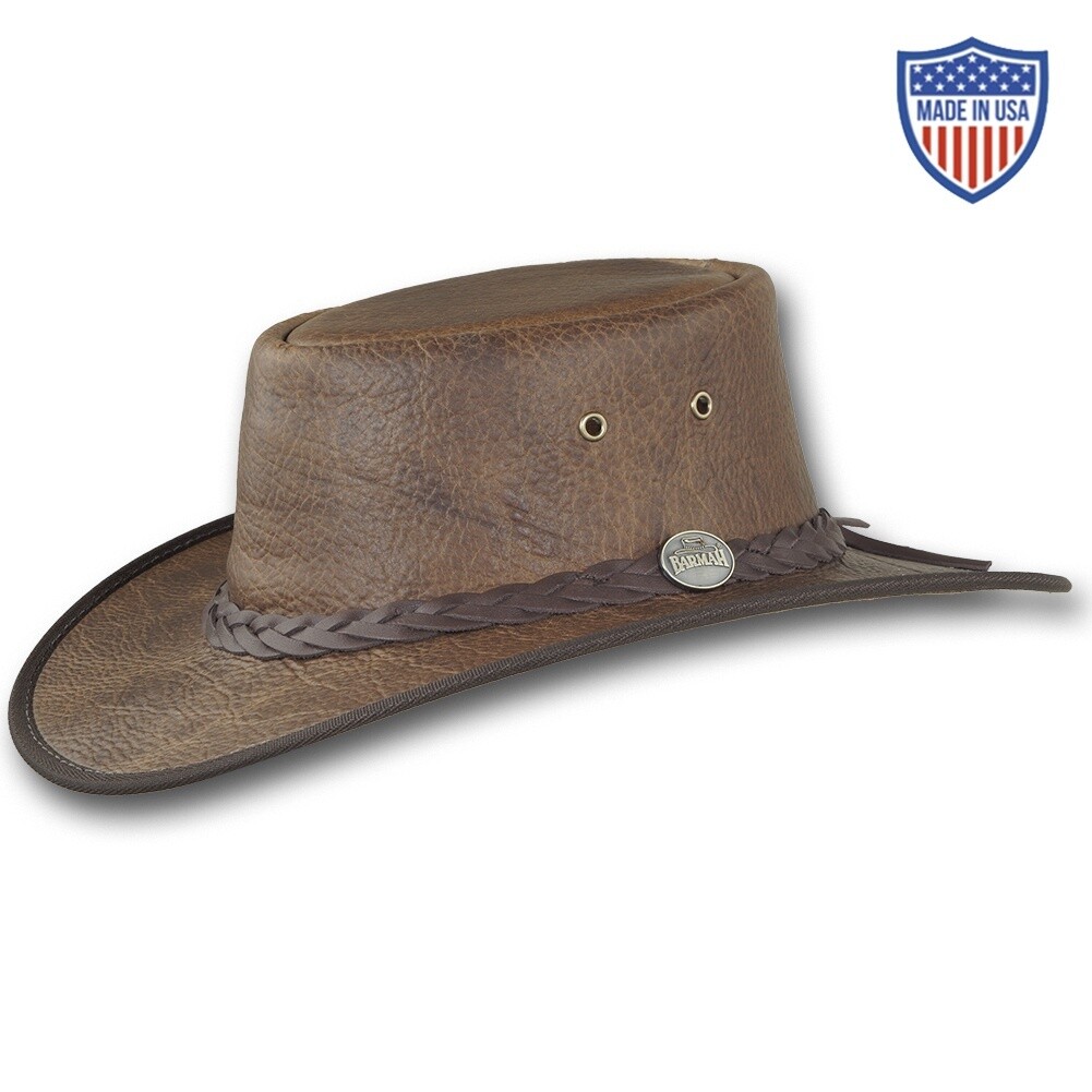 1085 Squashy Bison Leather Hat, Colour: Rustic, Size: Small