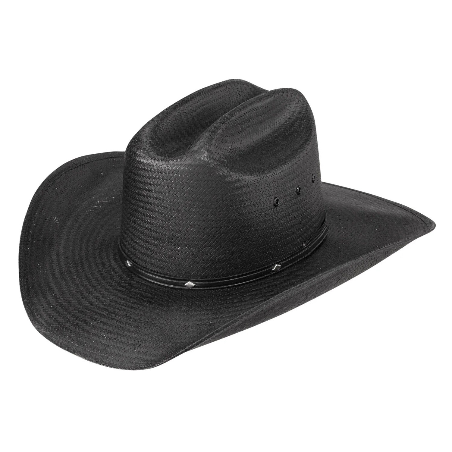 Bullock Eyelets Black Straw Hat, Colour: Black, Size: Small