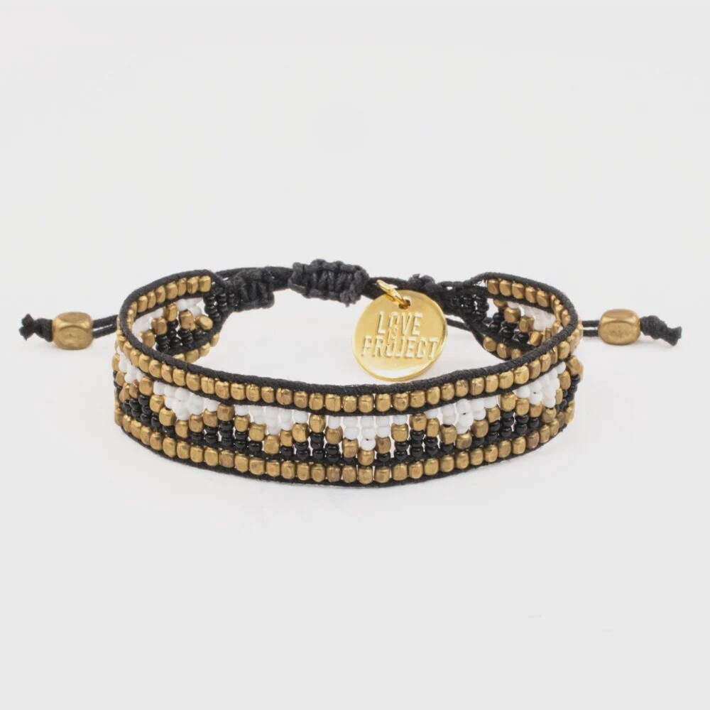 TAJ BEADED BRACELET - BLACK AND WHITE