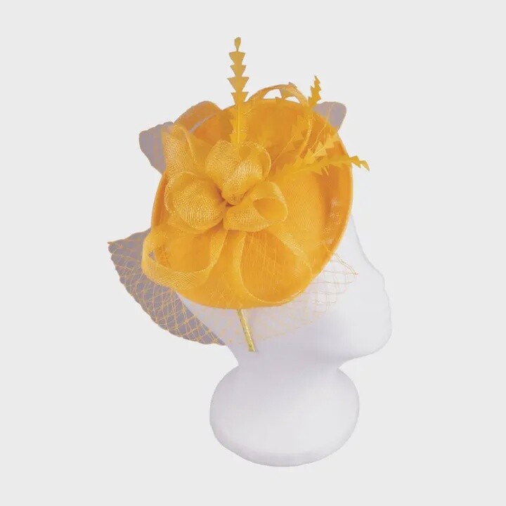 4842 | Fascinator Headband, Size: O/S, Colour: Mustard