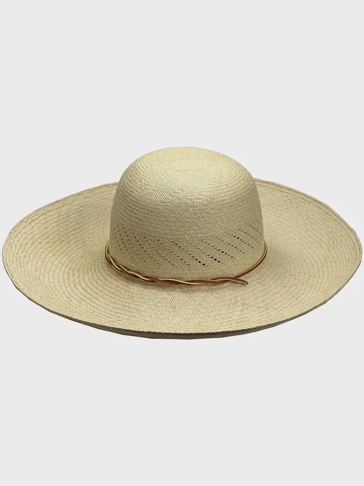 Wide Brim Panama Sun Hat w/ Chincord, Size: Small, Colour: Natural