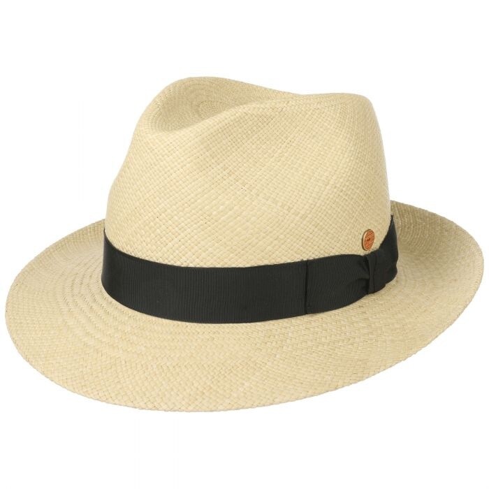 Albenga Genuine Handwoven Panama Hat, Colour: Natural/Black, Size: 55cm Small
