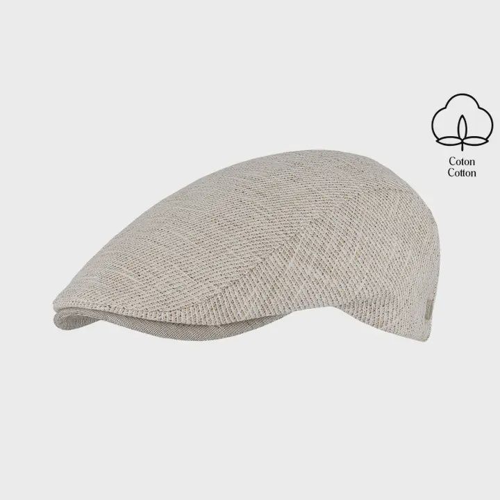 Cotton Flat Cap - 1E403, Colour: Beige, Size: 57cm Medium