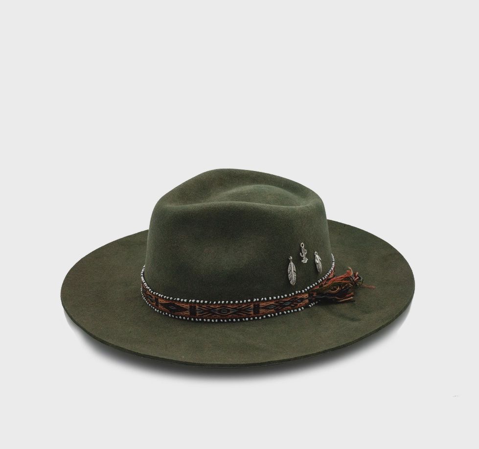 Sacreds Wool Felt Fedora, Size: Small 55, Colour: Green